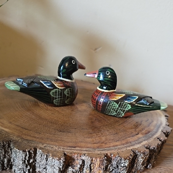 Other - Handcrafted Wooden Duck Figurines - Multicolor
